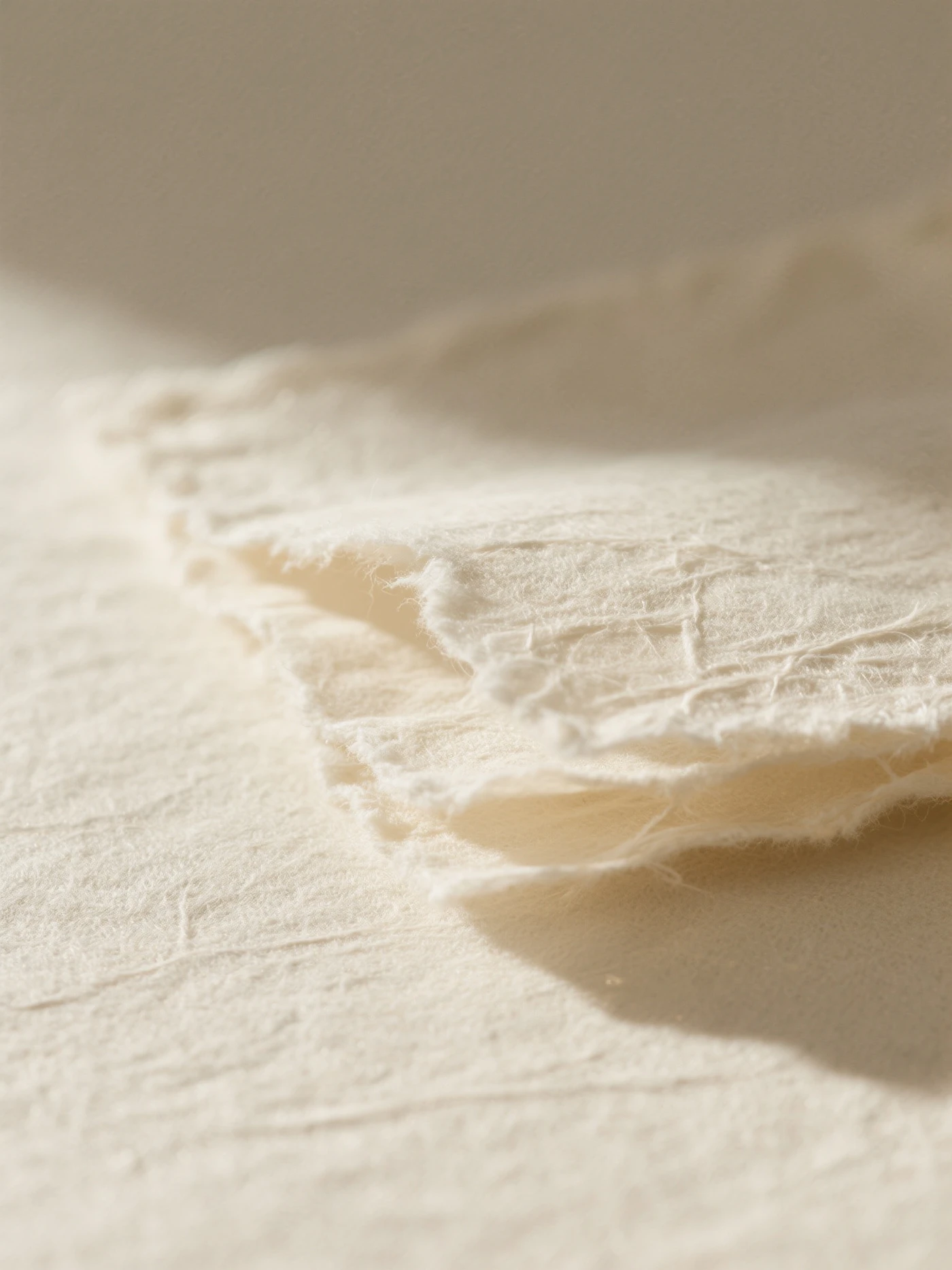 A close up of textured handmade paper with frayed edges